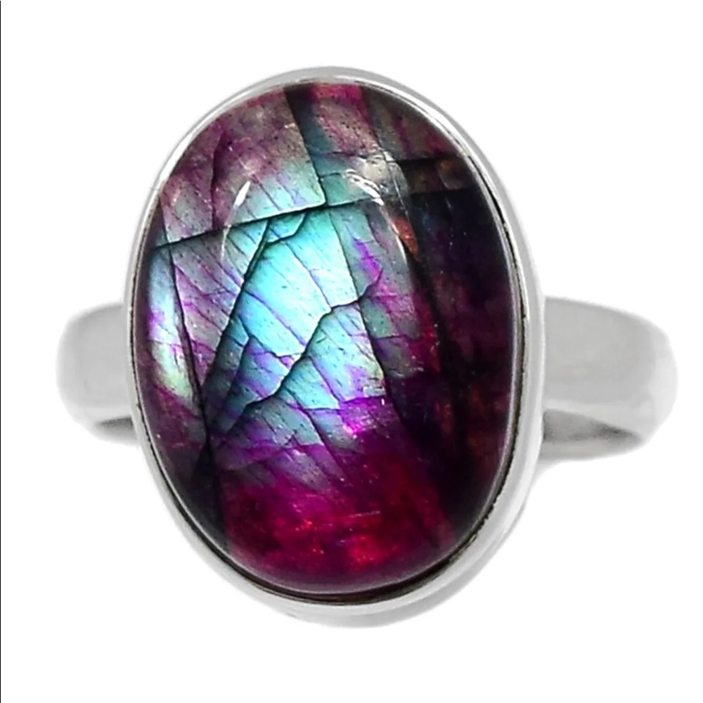 Labradorite sterling silver size 6 rings - Picture 2 of 4